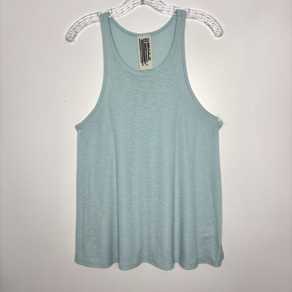 Free People Tank Top Women Large Green Racerback Boho Flowy Minimalist Swing Top - Picture 5 of 8